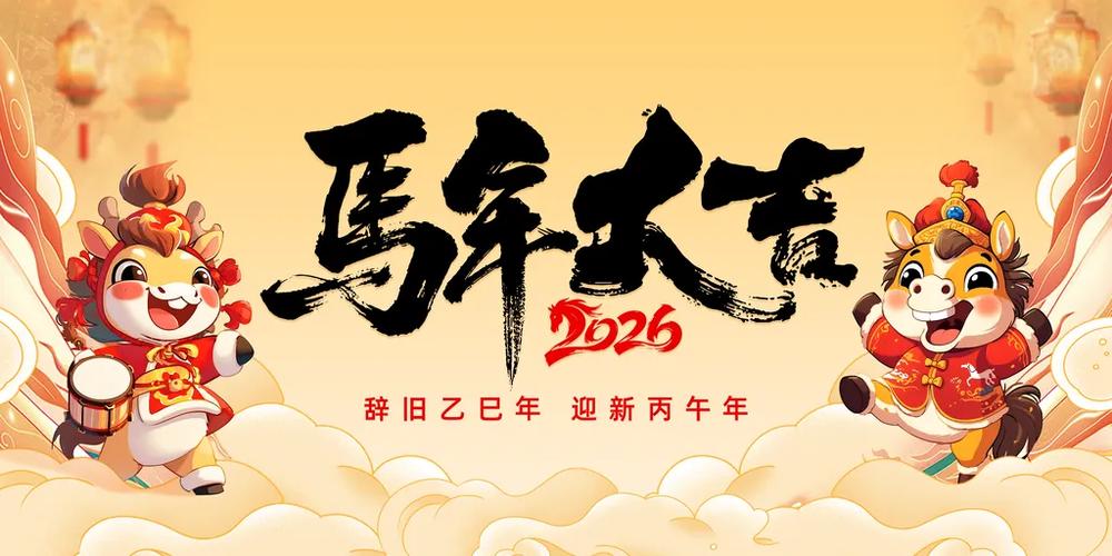 马年大吉四个颜色图标